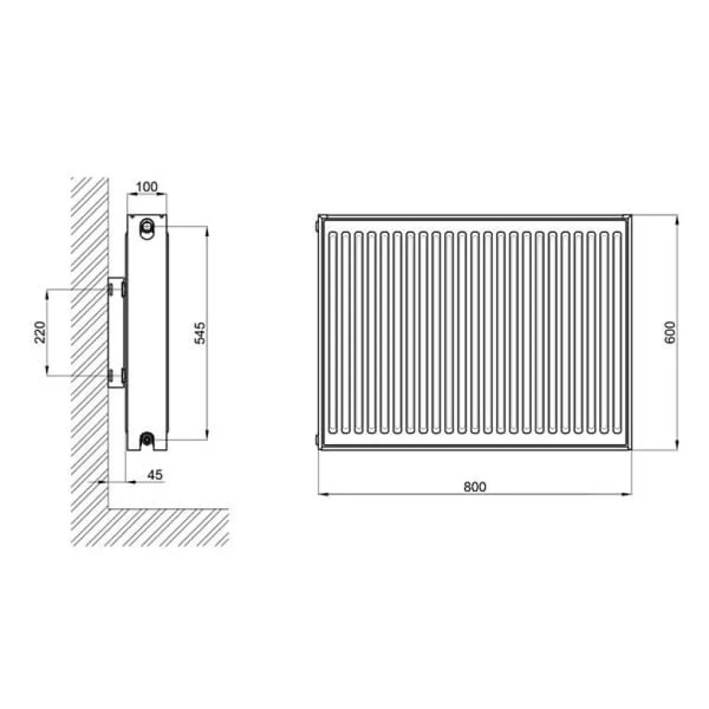 Стальной панельный радиатор Thermo Alliance 22 тип 600x800 боковое подключение- Фото 2